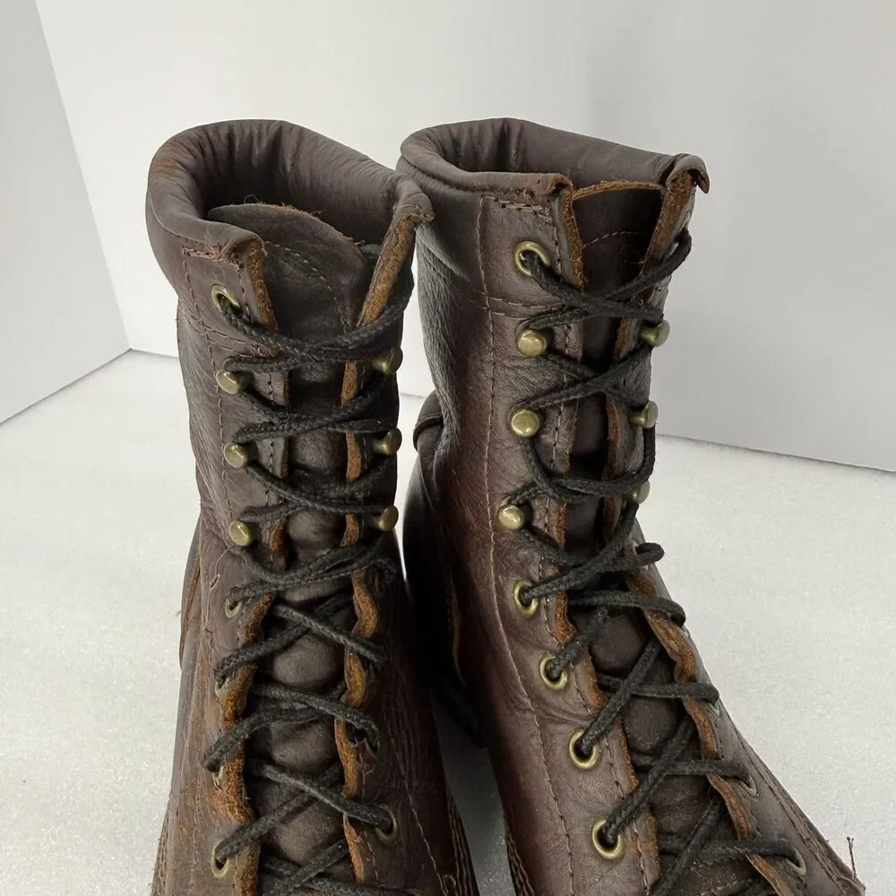 Double H Boots Men 7 Brown Leather Lacer Western Work USA Made Oil Resistant